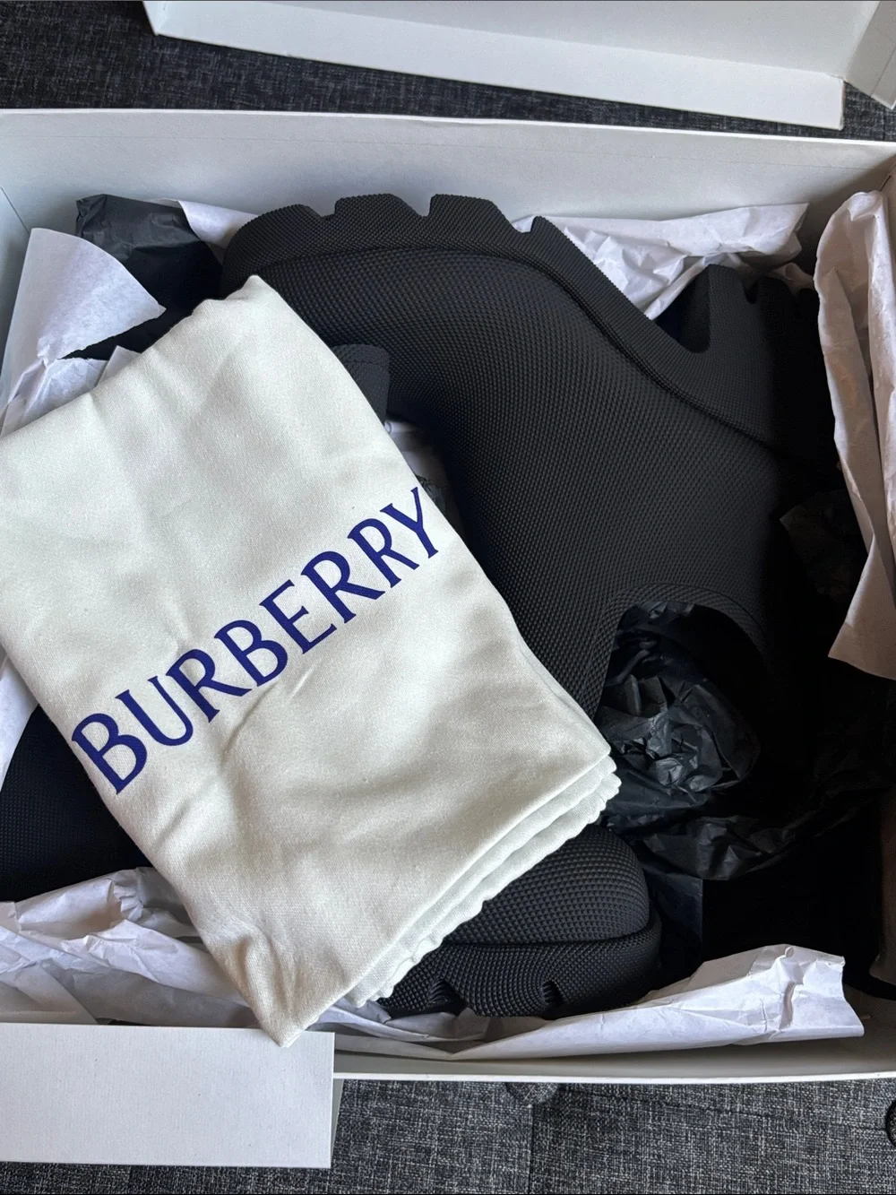 Burberry  Black Rubber Slip-On Rain Boots